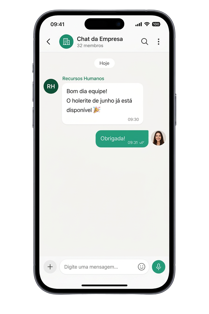 Tela do chat interno no app MeuSalário